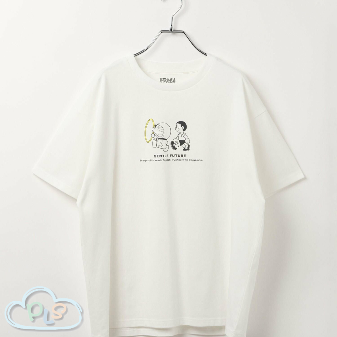 現貨 男女同款短袖  GENTLE FUTURE T-Shirt（穿透圈） 多啦A夢 Global Work 米白色 #22977-1