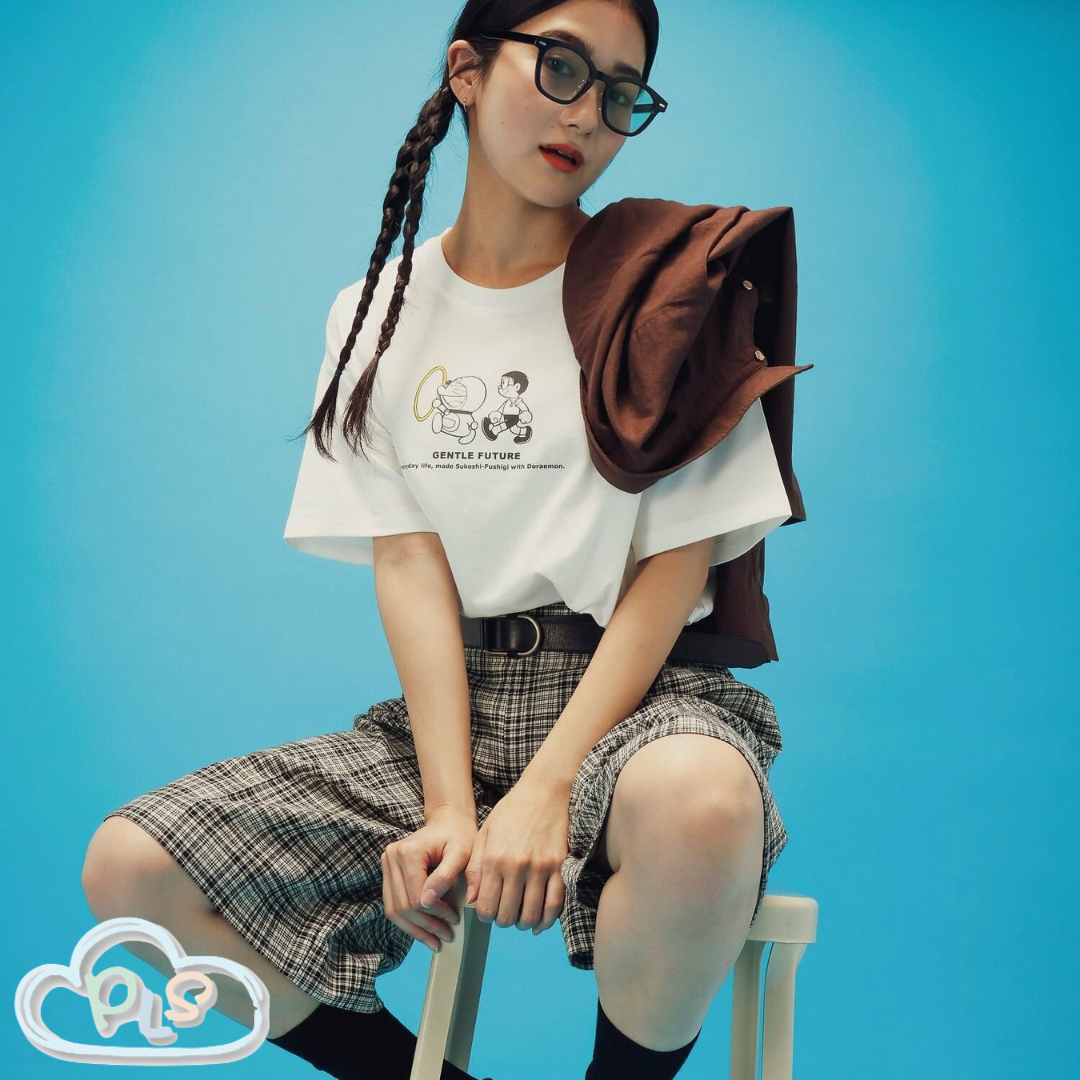 現貨 男女同款短袖  GENTLE FUTURE T-Shirt（穿透圈） 多啦A夢 Global Work 米白色 #22977-1