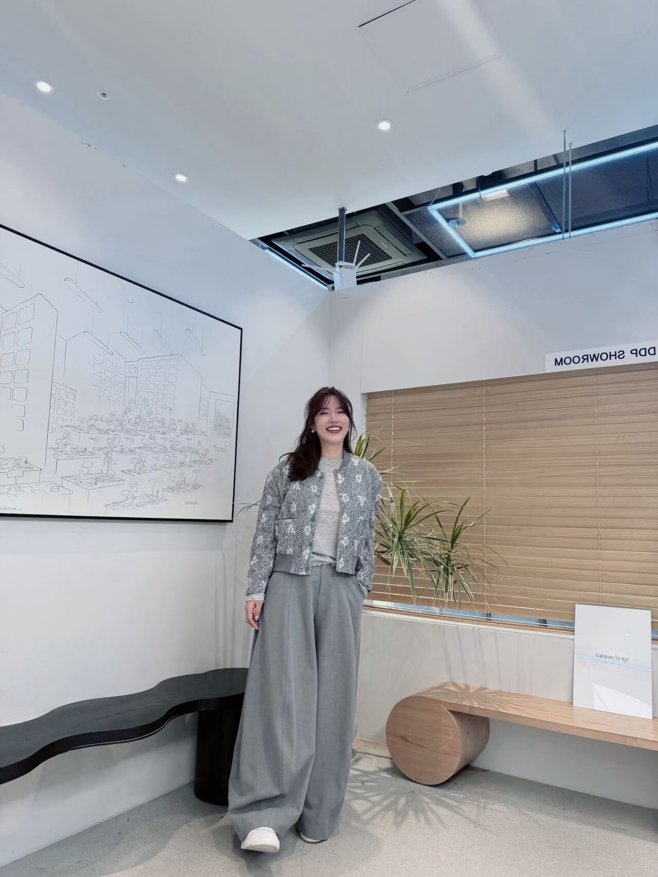 AB6050 壓摺高腰彎刀闊腿褲