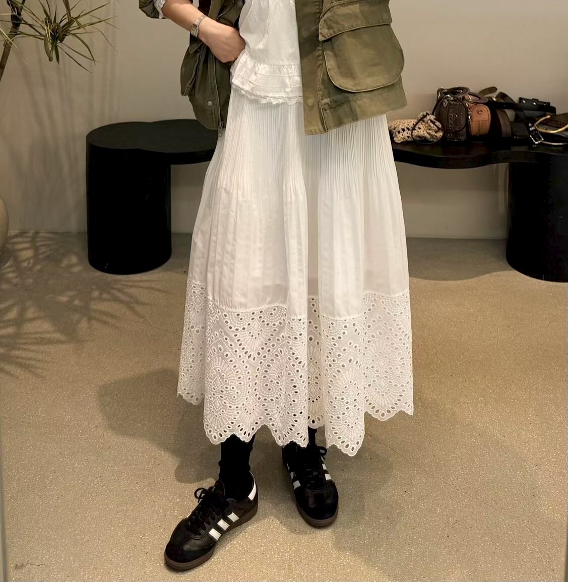 AB6027 田園風刺繡裙襬長裙