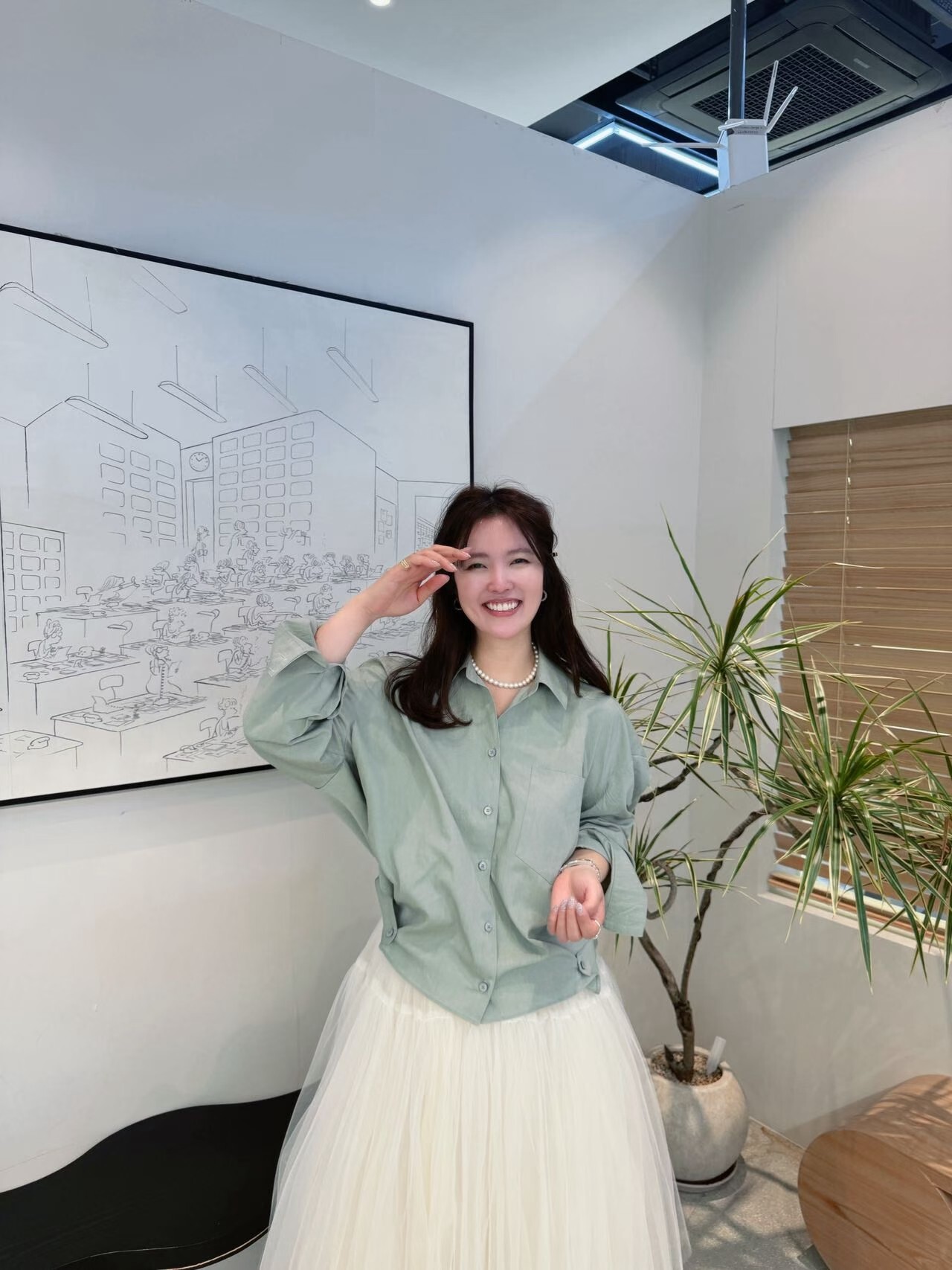 AB6063 空氣感寬鬆束鬆緊邊襯衫