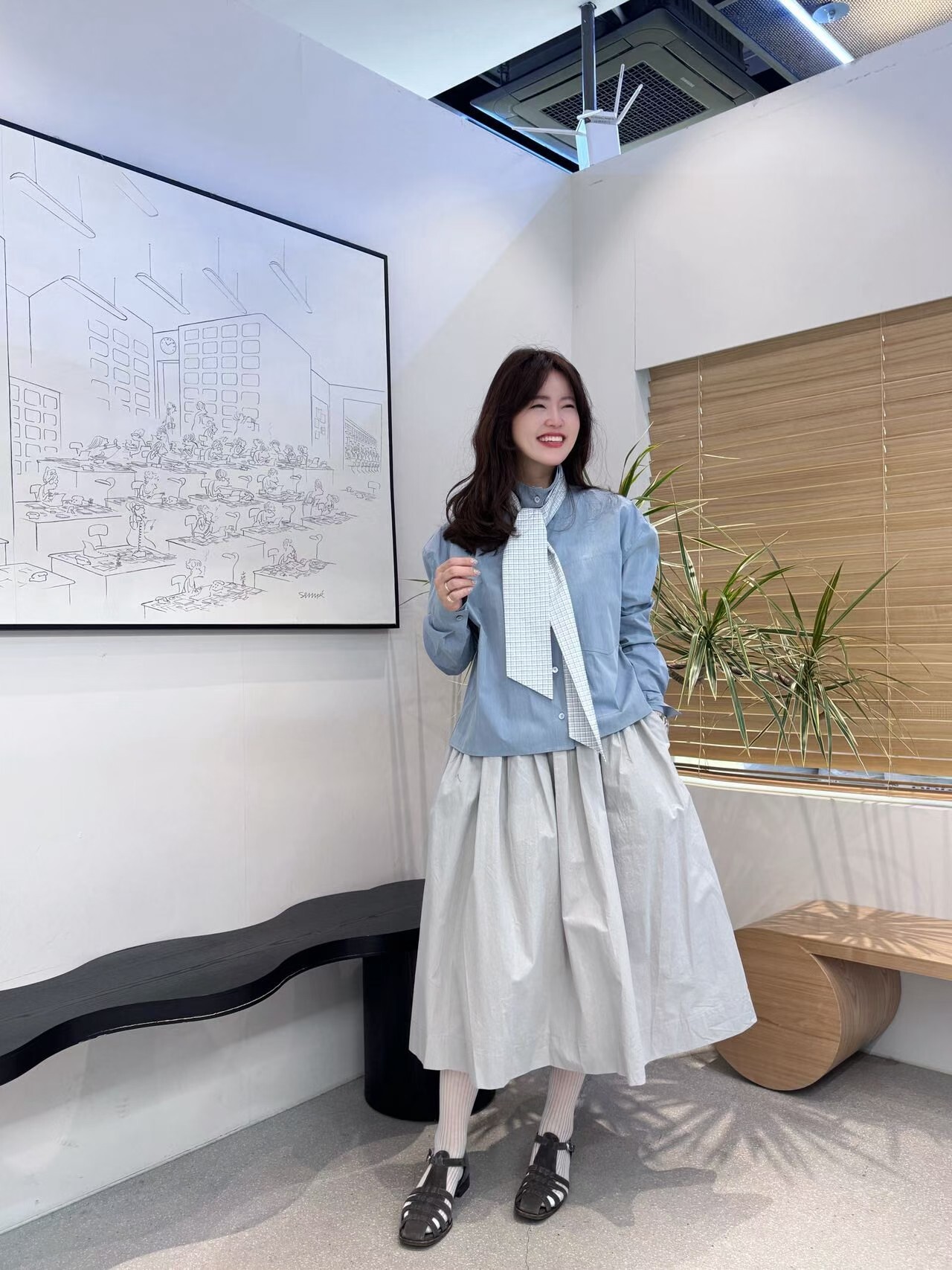 AB6002 A字傘型壓褶裙