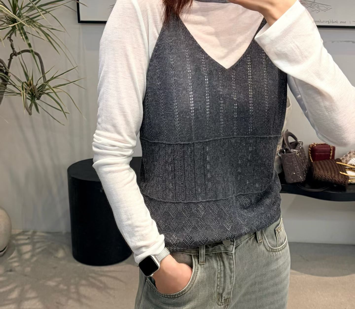 AB6038 渡假風針織吊帶上衣