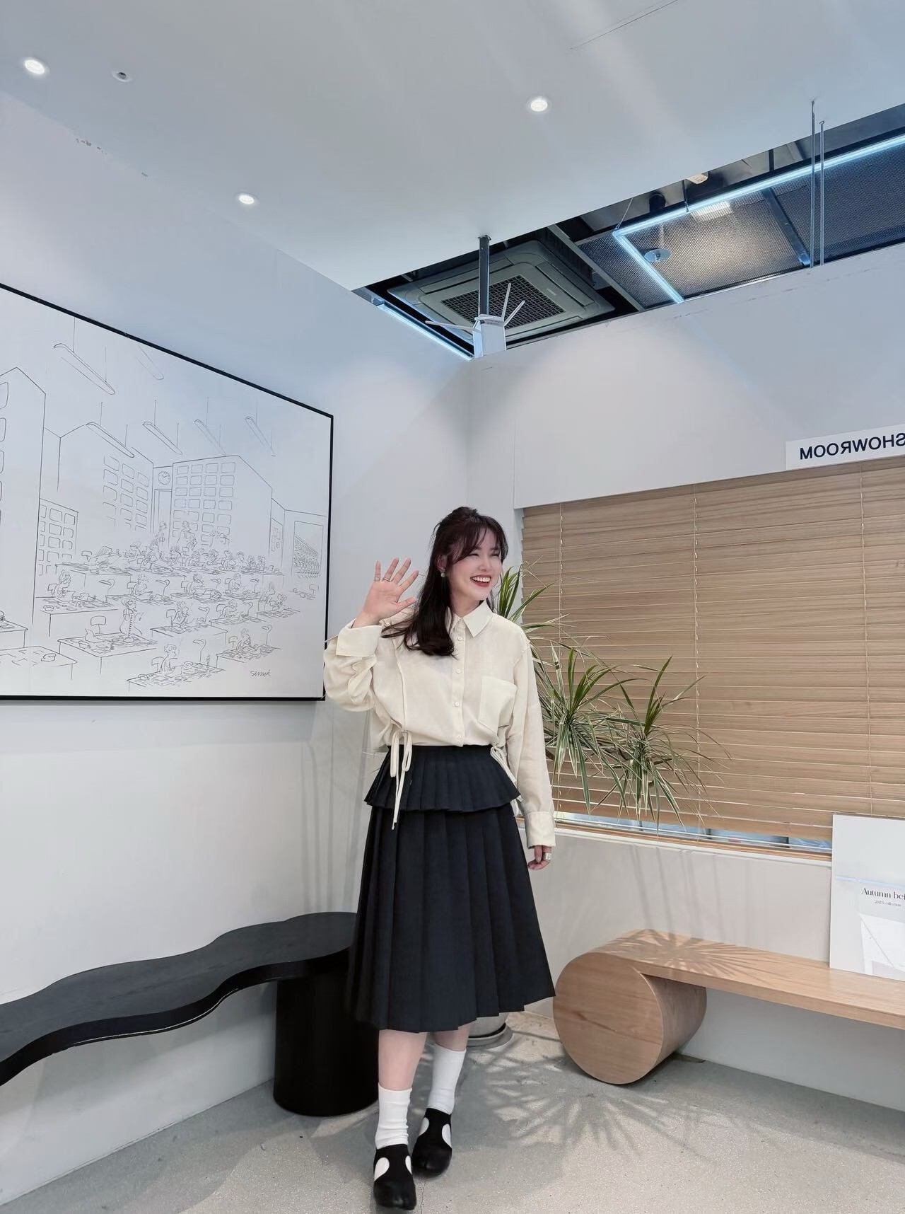 AB6059 褶邊下擺細繩裝飾襯衫