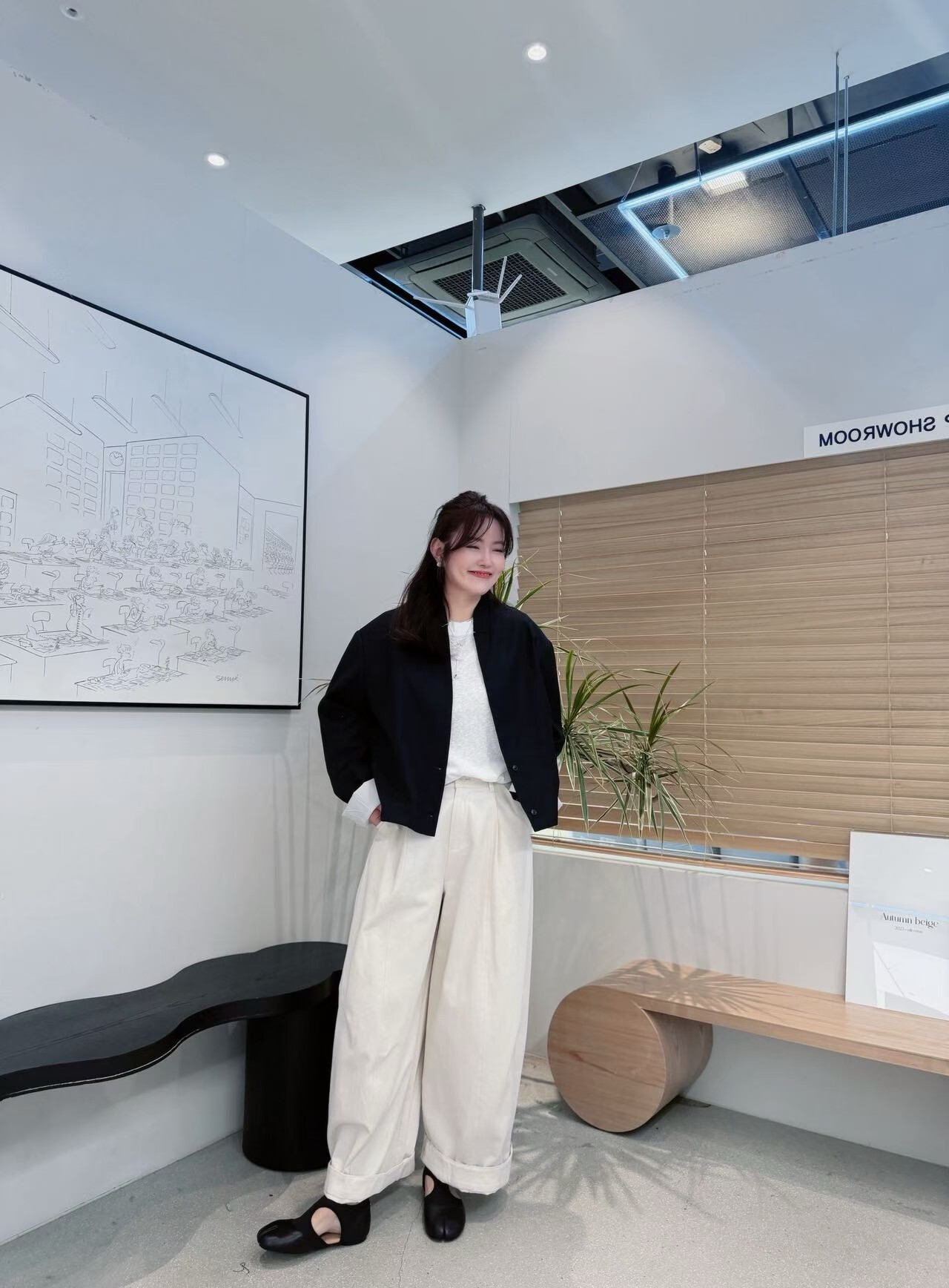 AB6049 深藍色條紋短版休閒西裝外套