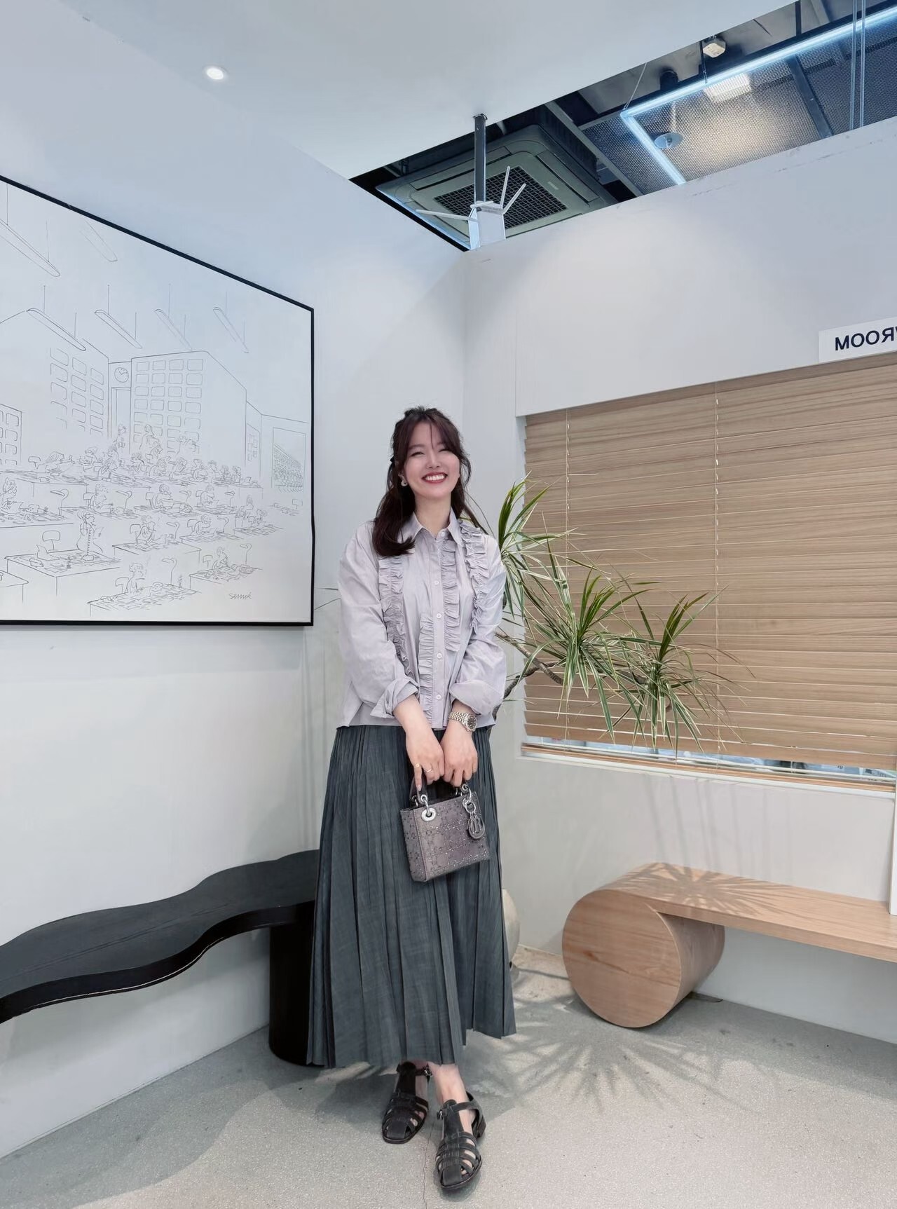 AB6026 經典素色百褶長裙