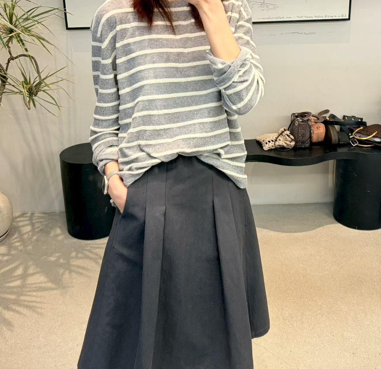 AB6028 慵懶條紋長袖上衣