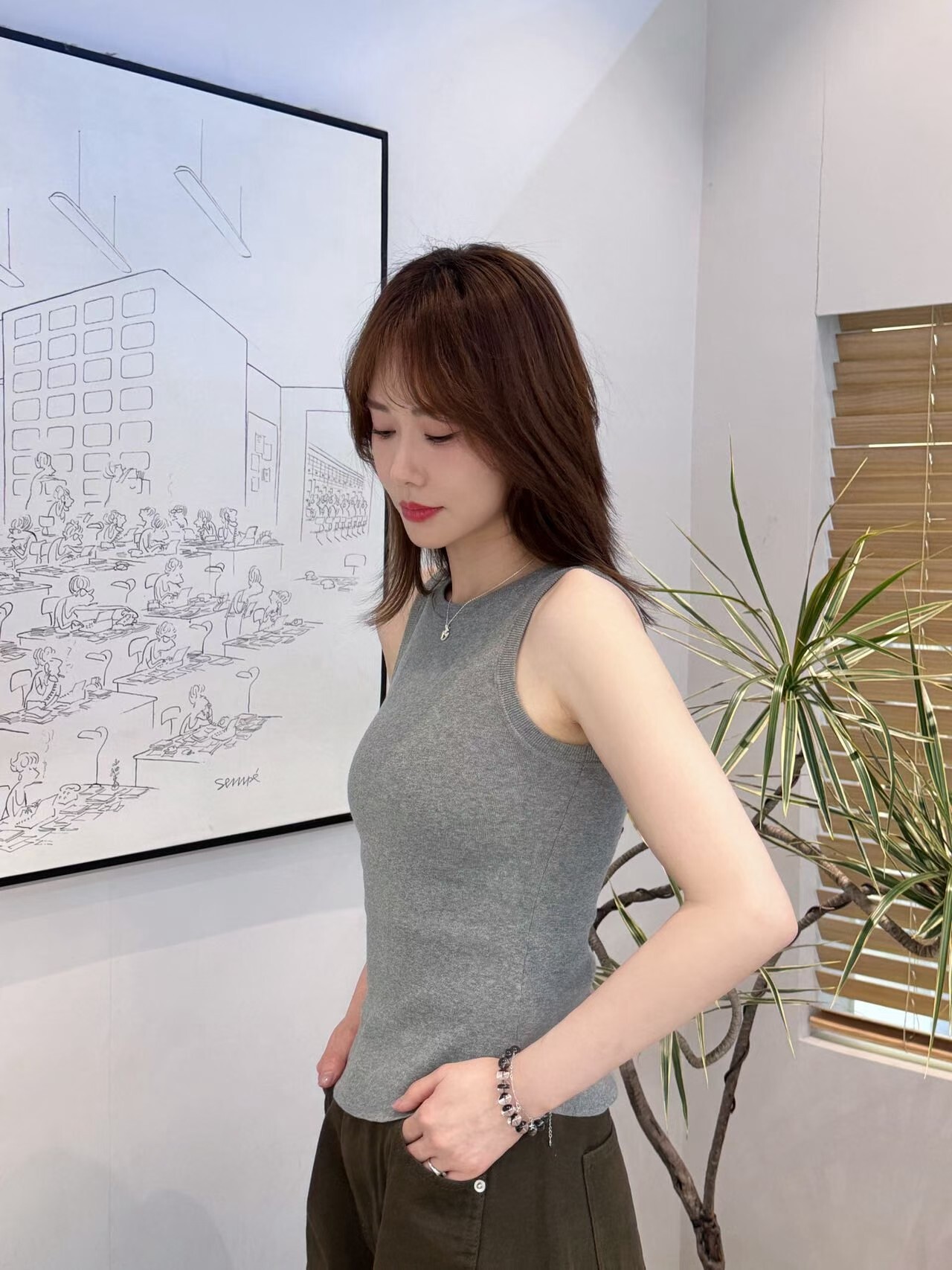 AB6006 休閒搭配寬邊背心