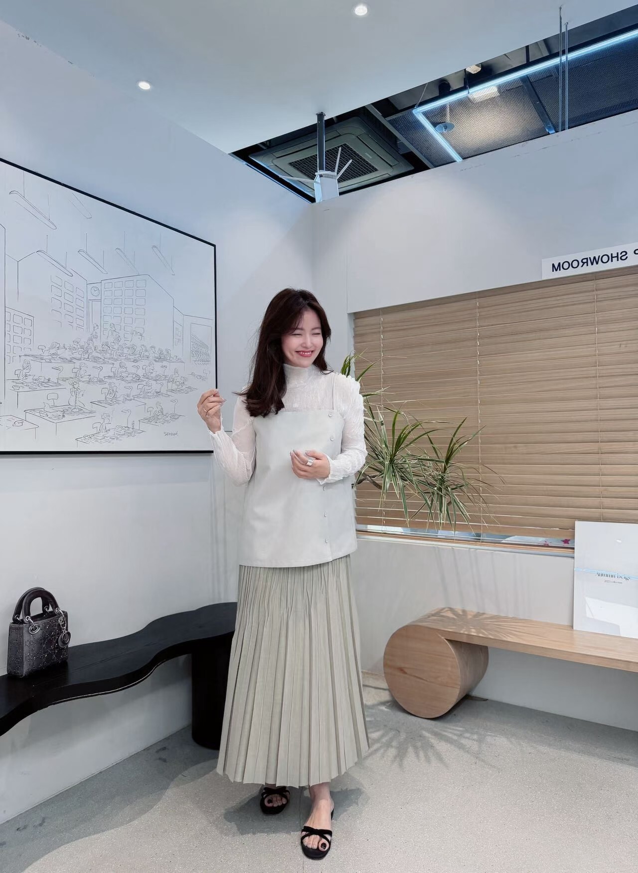 AB6037 半透褶皺紋理長袖上衣