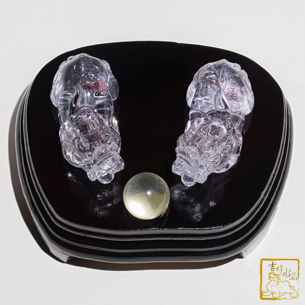 白水晶貔貅 261g 貔貅一對