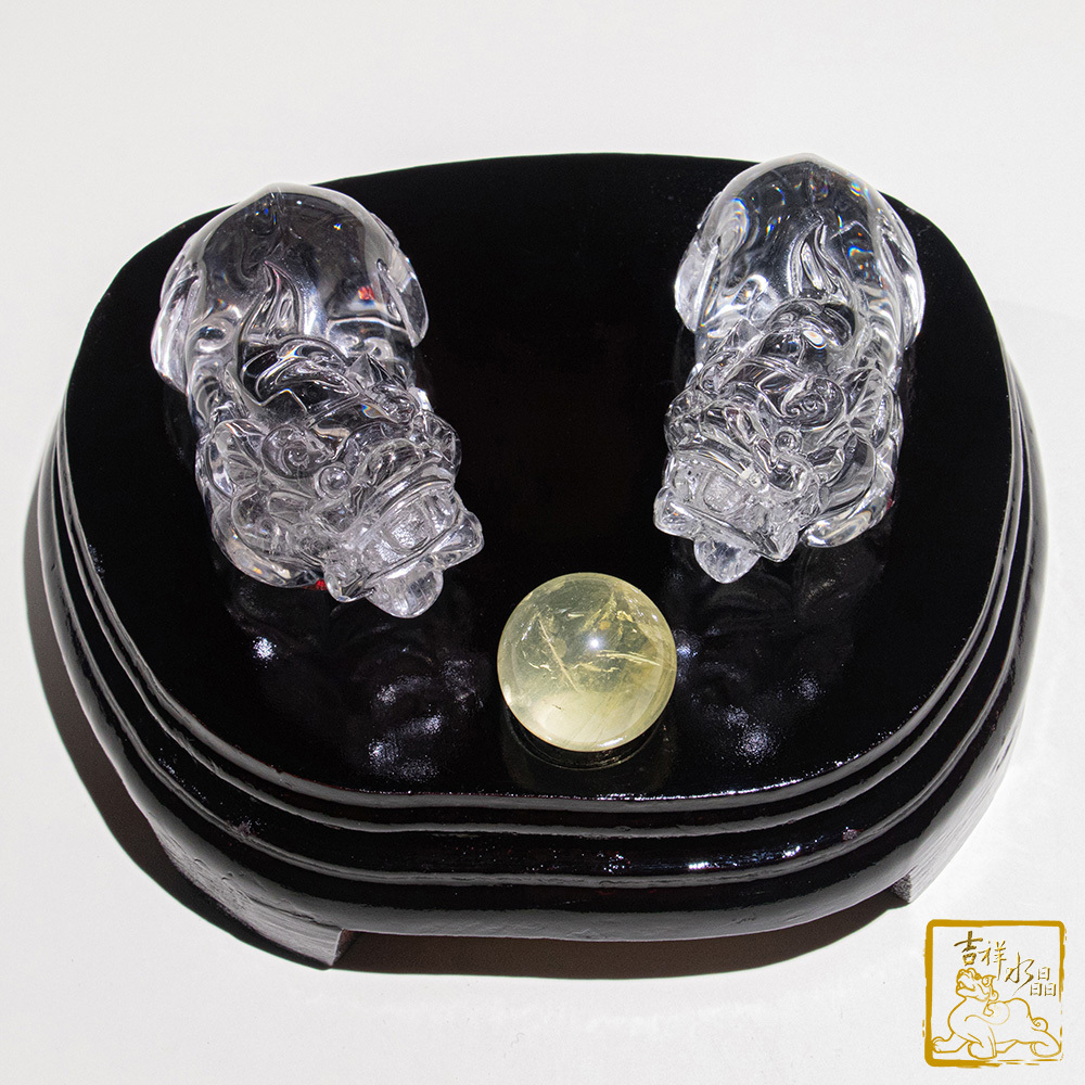 白水晶貔貅 306g 貔貅一對