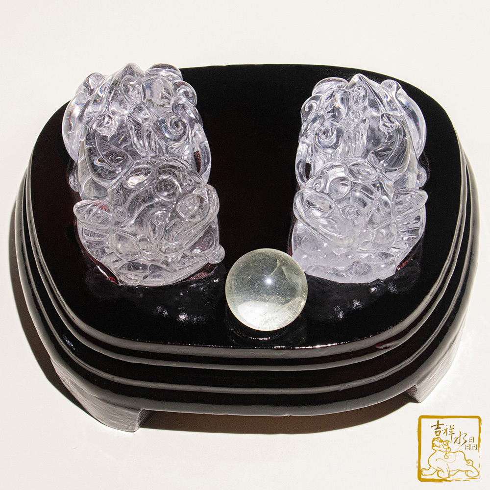 白水晶貔貅 306g 貔貅一對