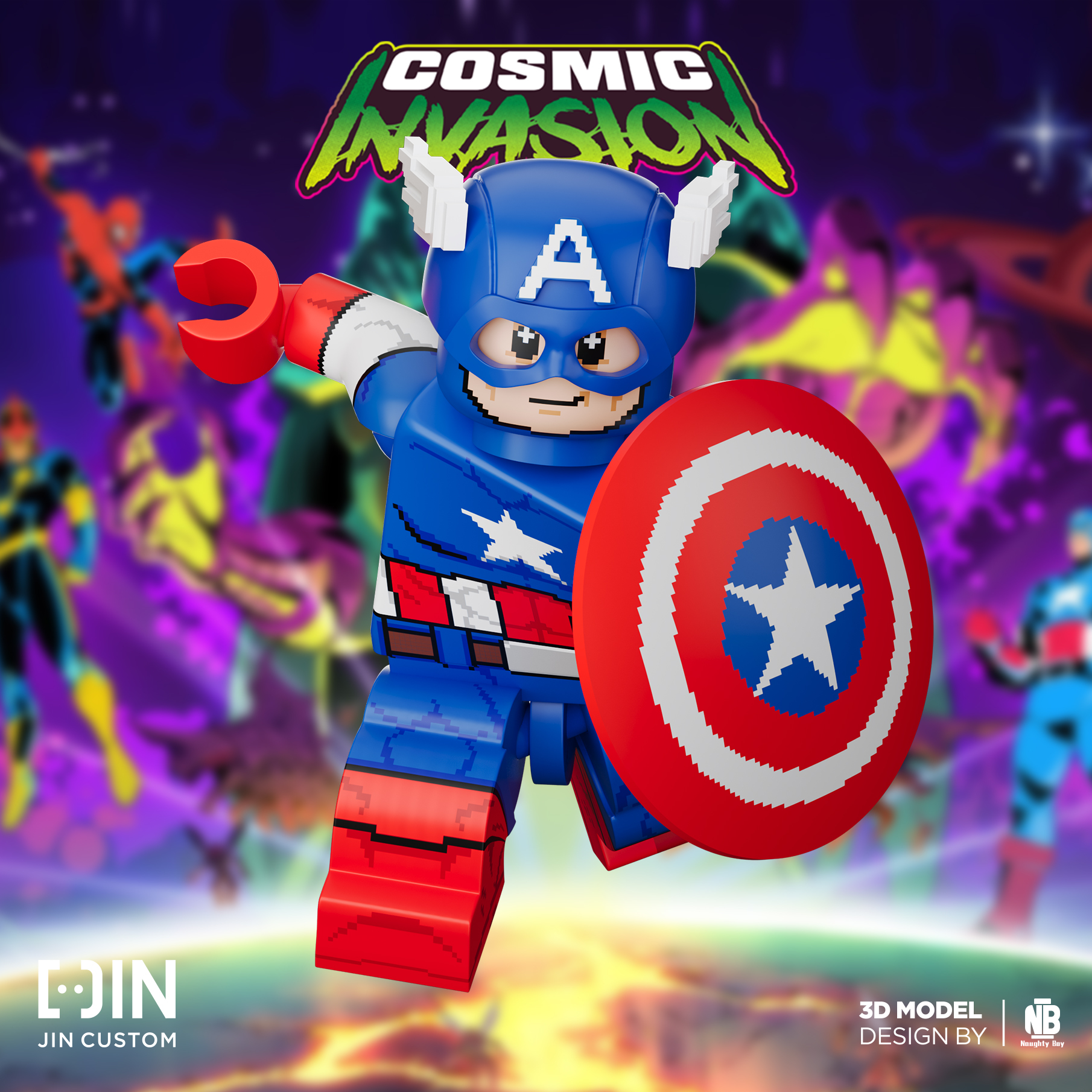 [Jin Custom][Preorder] Captain America - Pixel Ver [PADprinted]