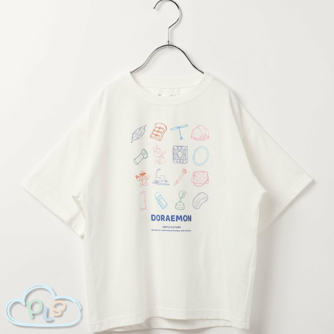 現貨 兒童款短袖圓領T-Shirt  GENTLE FUTURE（秘密道具） 多啦A夢 Global Work 米白色 #22982-1