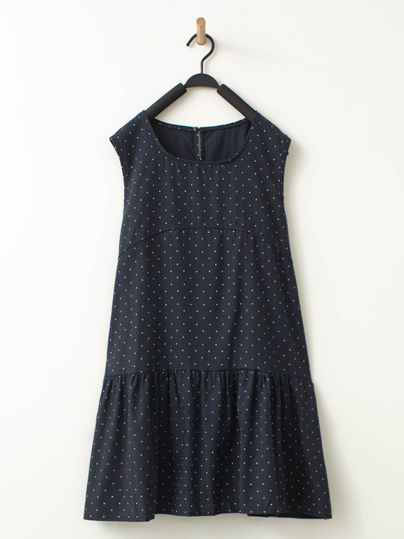 圓點印花無袖上衣簍空蕾絲織帶蛋糕裙組合