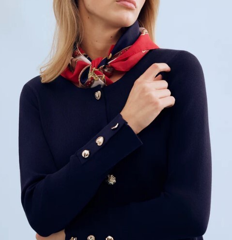 1LU0330-010 [LEO & UGO] Elegant Cardigan with Jewel Buttons Navy #AE144-NAVY (EU)