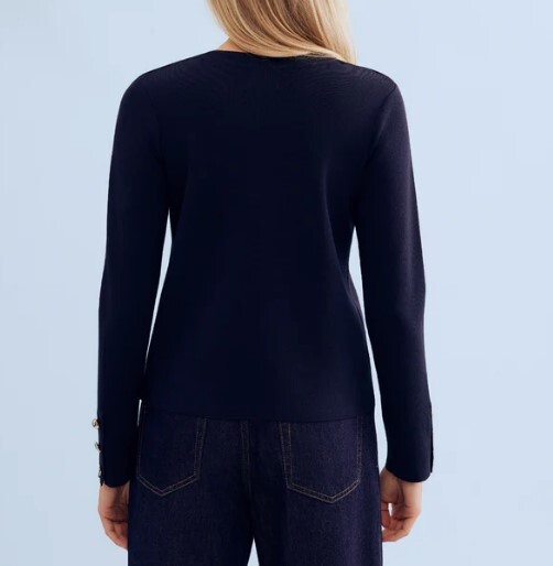 1LU0330-010 [LEO & UGO] Elegant Cardigan with Jewel Buttons Navy #AE144-NAVY (EU)