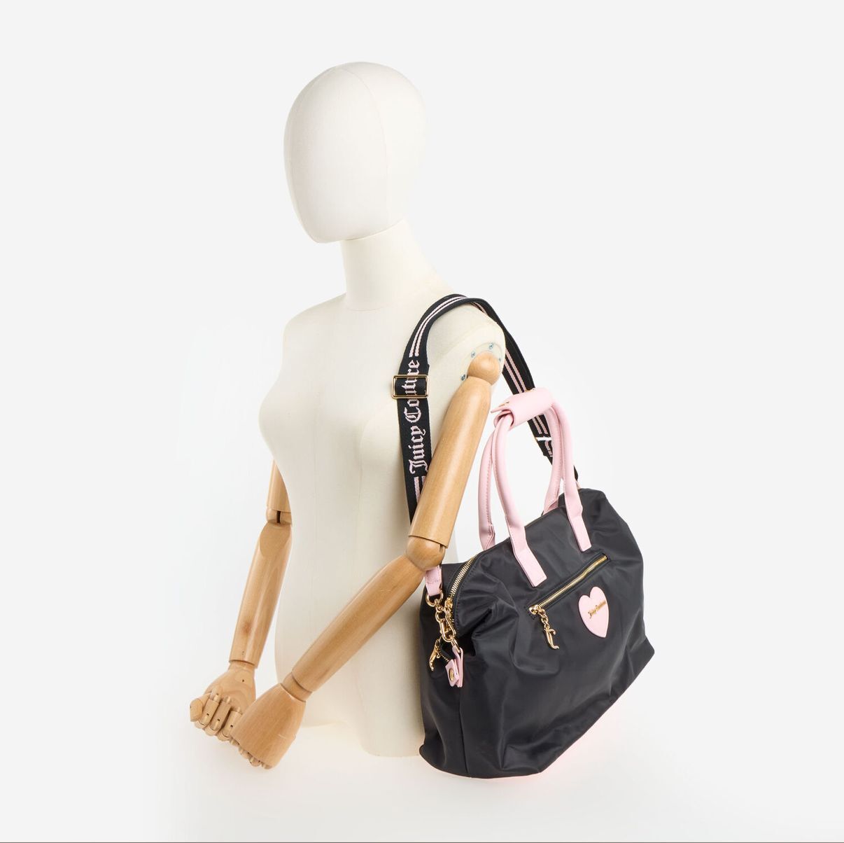 英國代購 (獨立訂單)-JUICY COUTURE Black & Pink Heart Weekender Bag