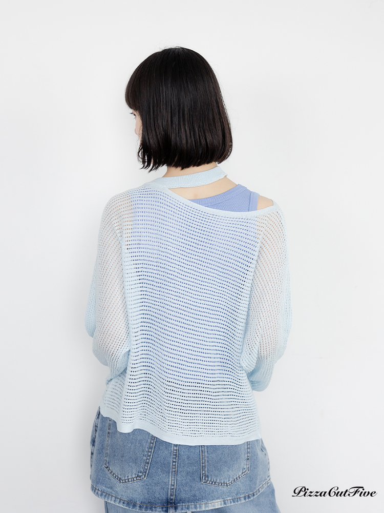 微露肩簍空長袖上衣 PizzaCutFive PCF261403014