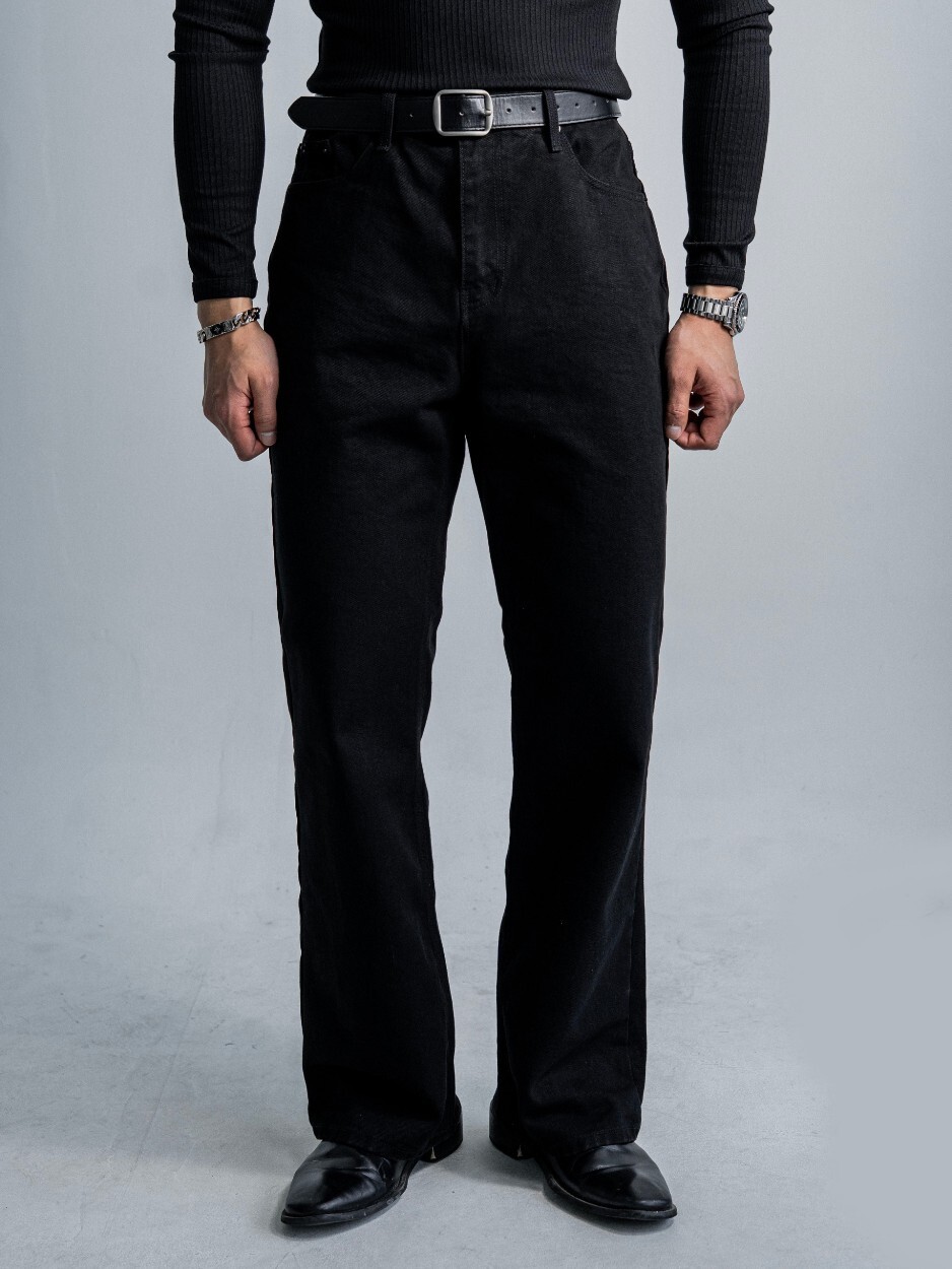 高級喇叭黑色牛仔褲