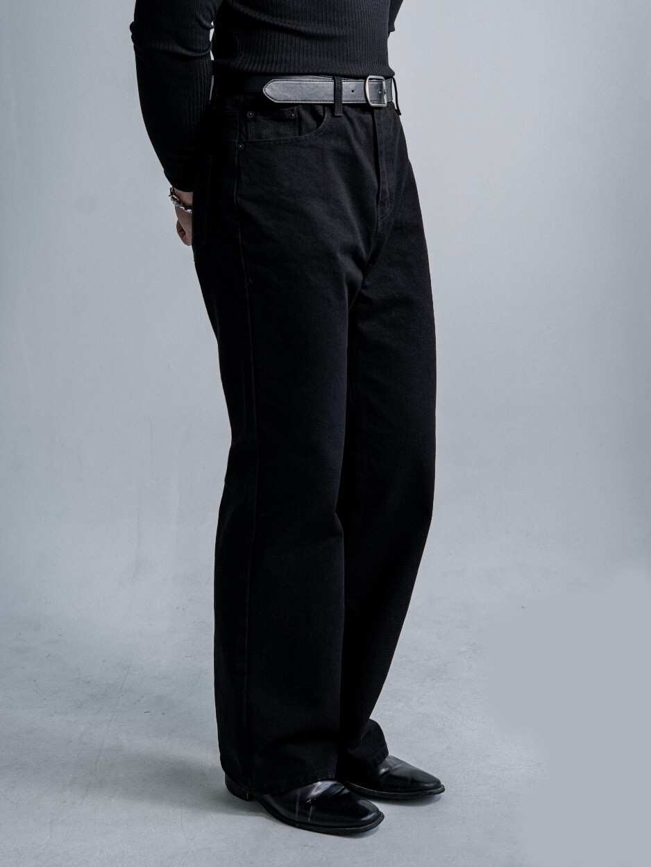 高級喇叭黑色牛仔褲
