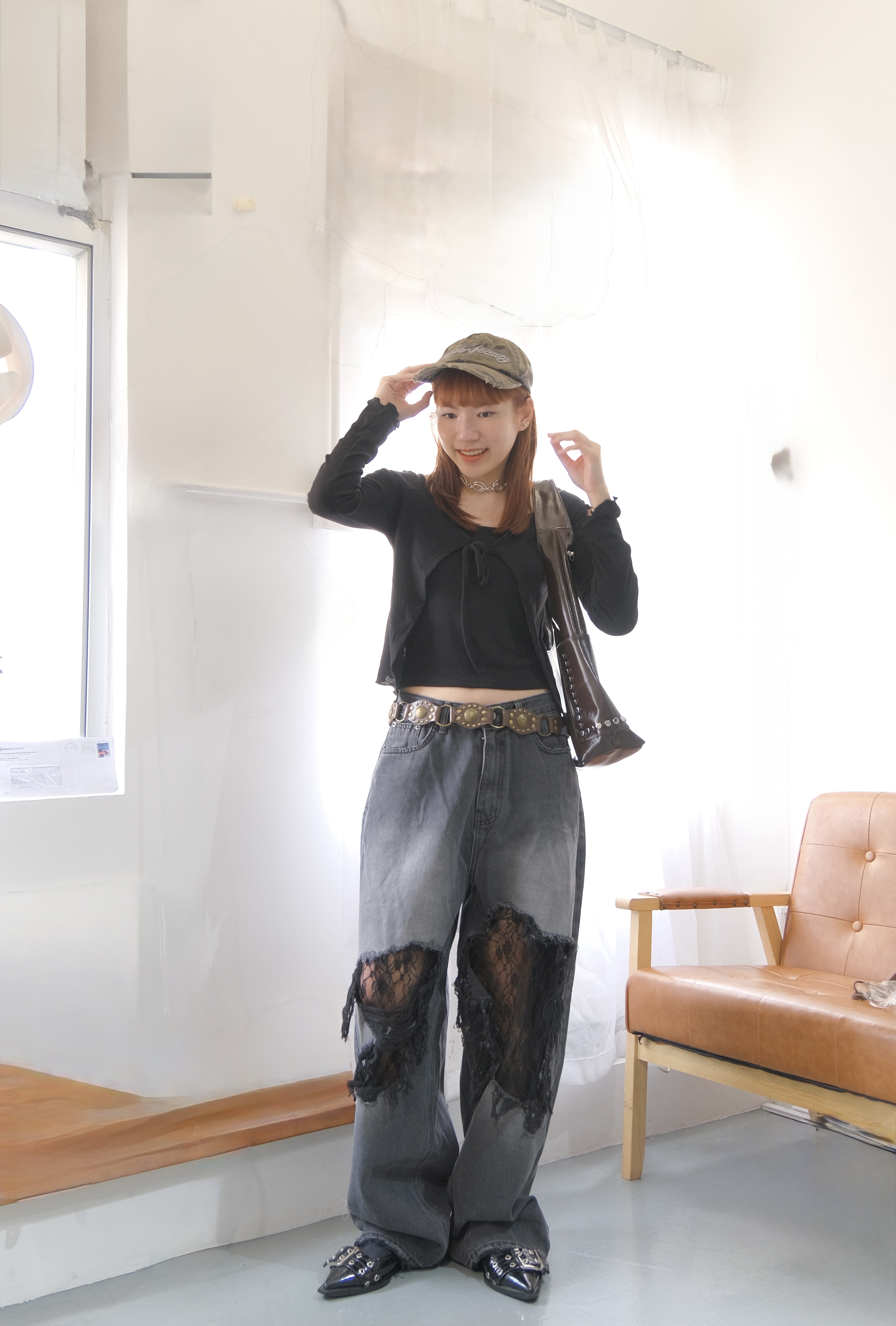 自留 lace破爛邊牛仔褲