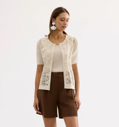 1LU0330-013 [LEO & UGO] Ecru Twin Set nitwear and lace Beige #BET713 (EU)