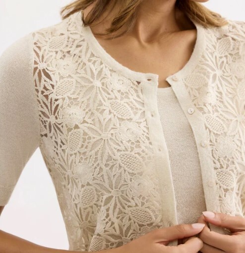 1LU0330-013 [LEO & UGO] Ecru Twin Set nitwear and lace Beige #BET713 (EU)