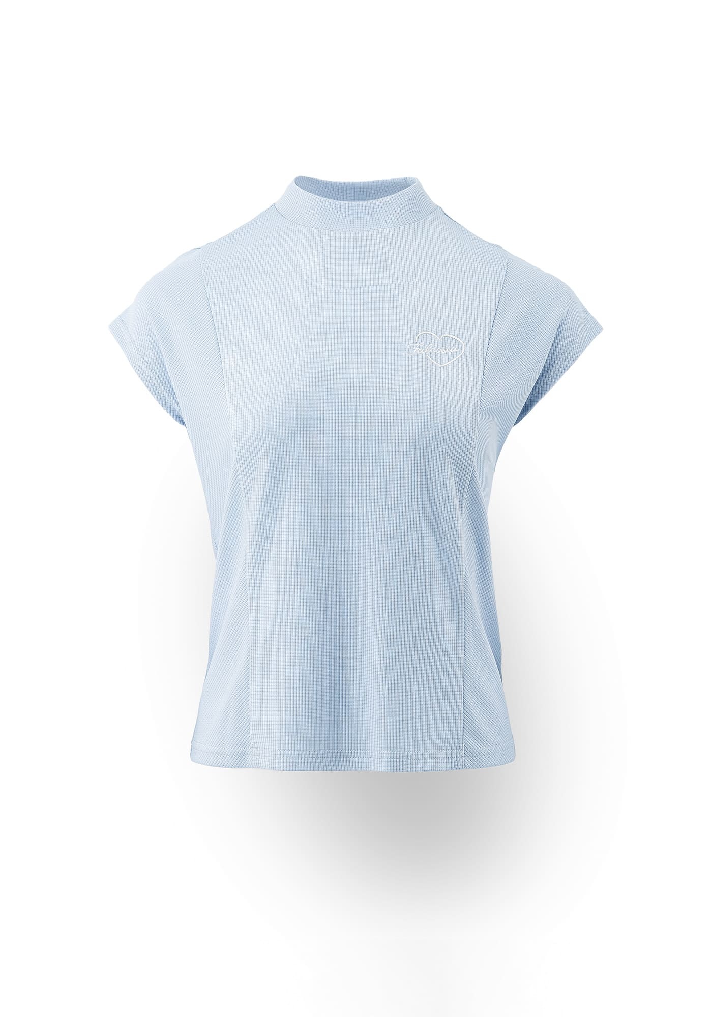 南法暗格透氣立領女衫-淺水藍