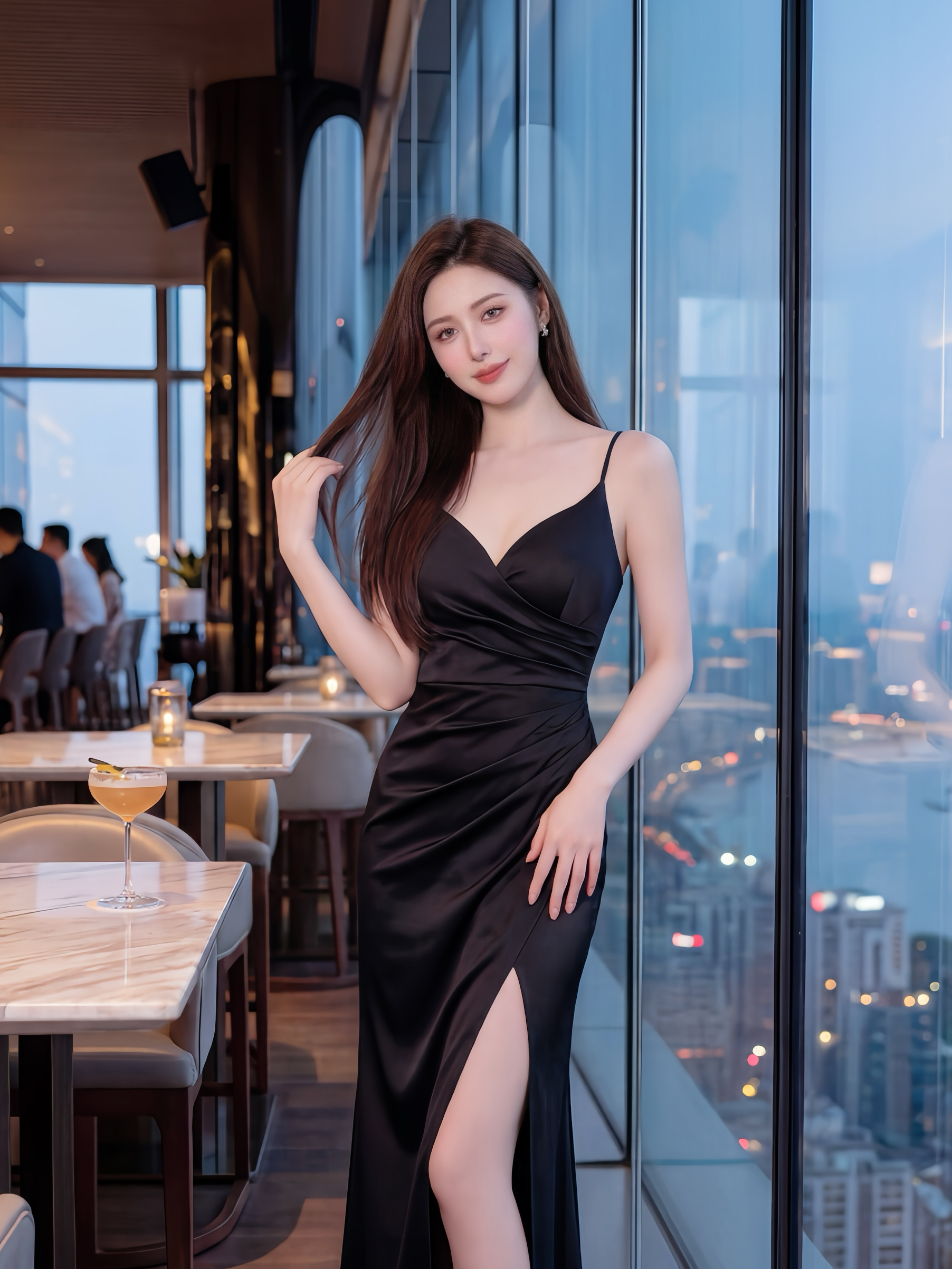🤍細肩帶交叉深V晚禮服（黑色均碼）