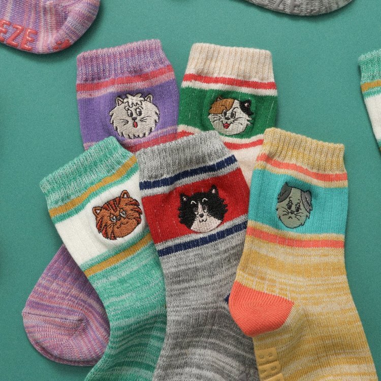 日本 BREEZY CATS刺繡襪 5色