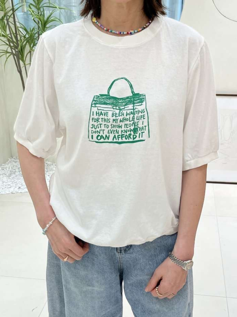 寬鬆顯瘦上衣★文青包包印花棉T