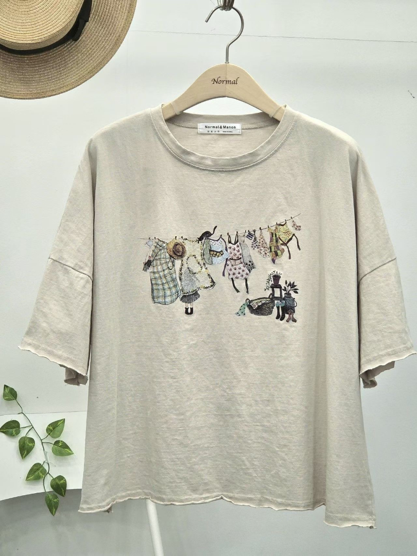 日系插畫棉T｜質感舒適生活穿搭