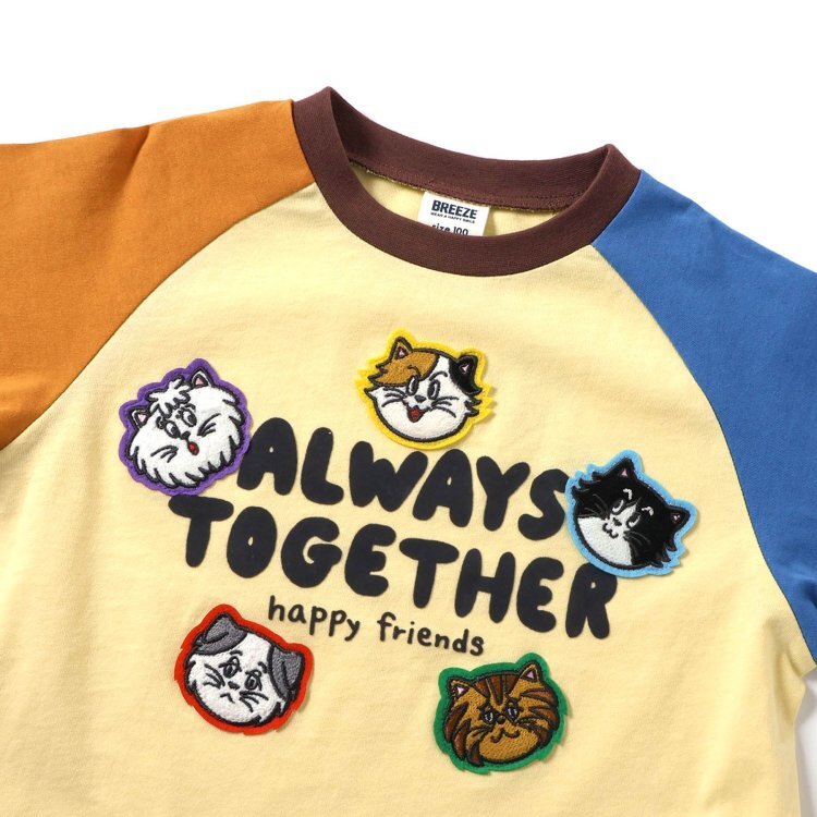 日本 90-140 BREEZY CATS貼布拼色上衣 2色
