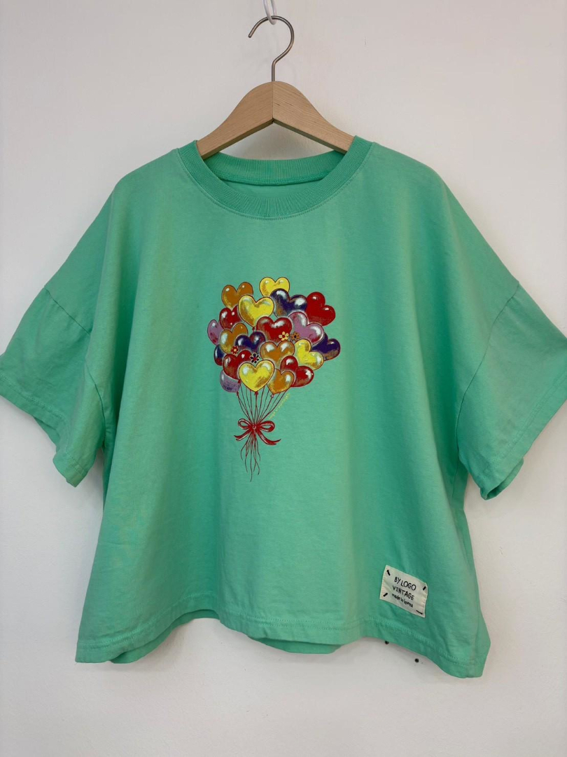 韓系減齡寬鬆上衣★愛心氣球印花棉T