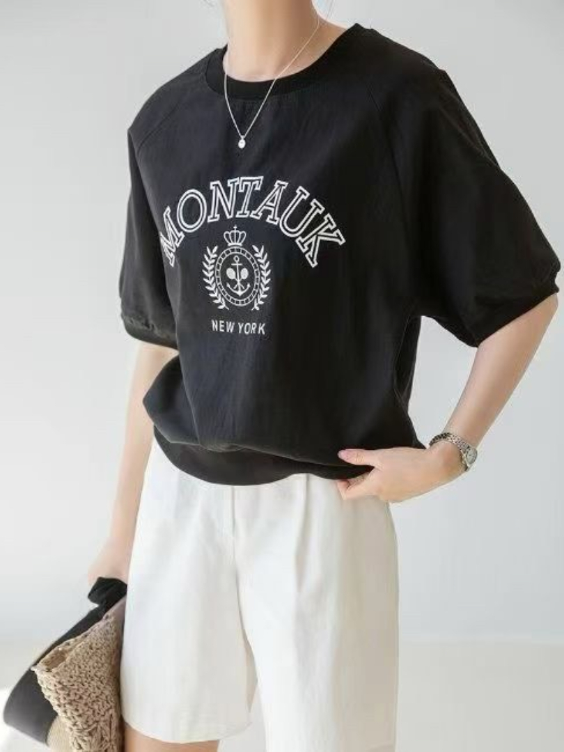 MONTAUK★韓系字母印花棉T