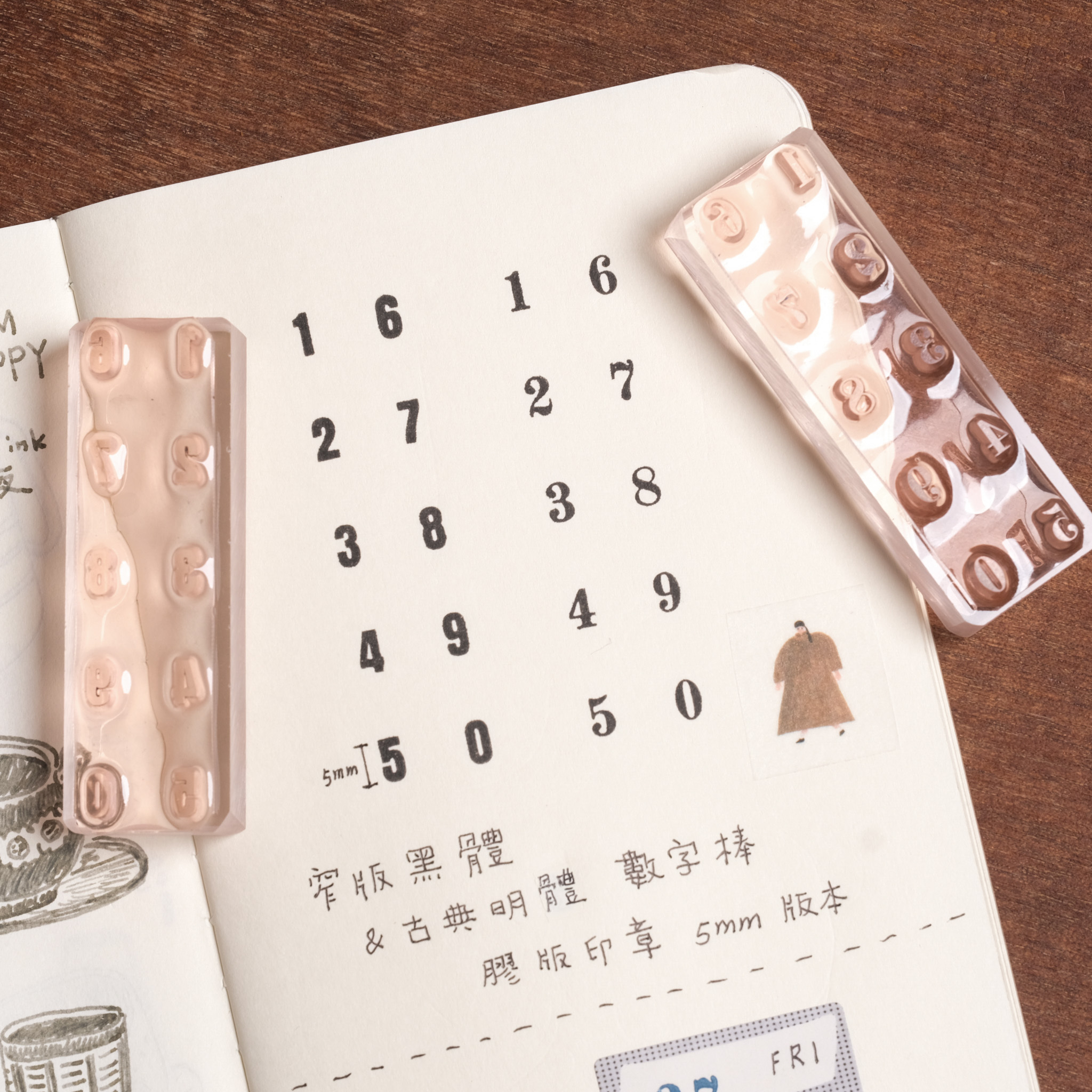 古典明體 & 窄版黑體 數字棒 膠版印章 / 2入組盒裝 / 一分之一工作室 / 臺灣