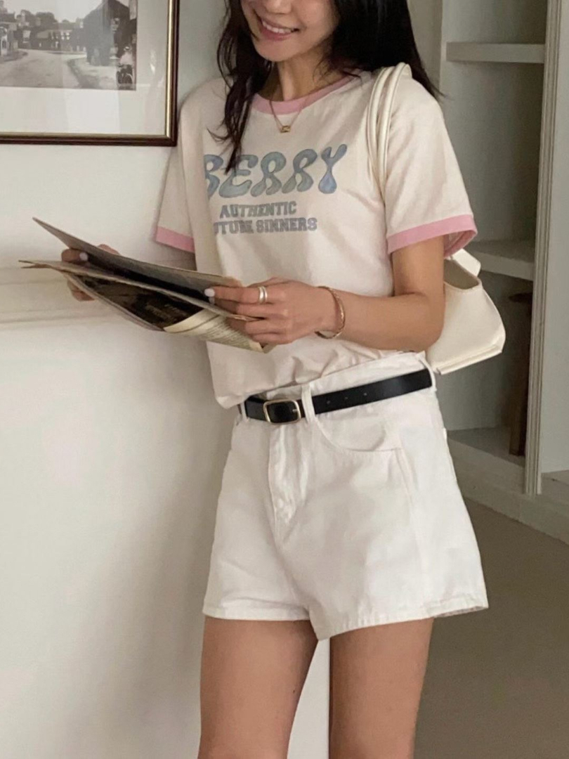 日常穿搭必備★韓系拼色字母短袖T恤｜