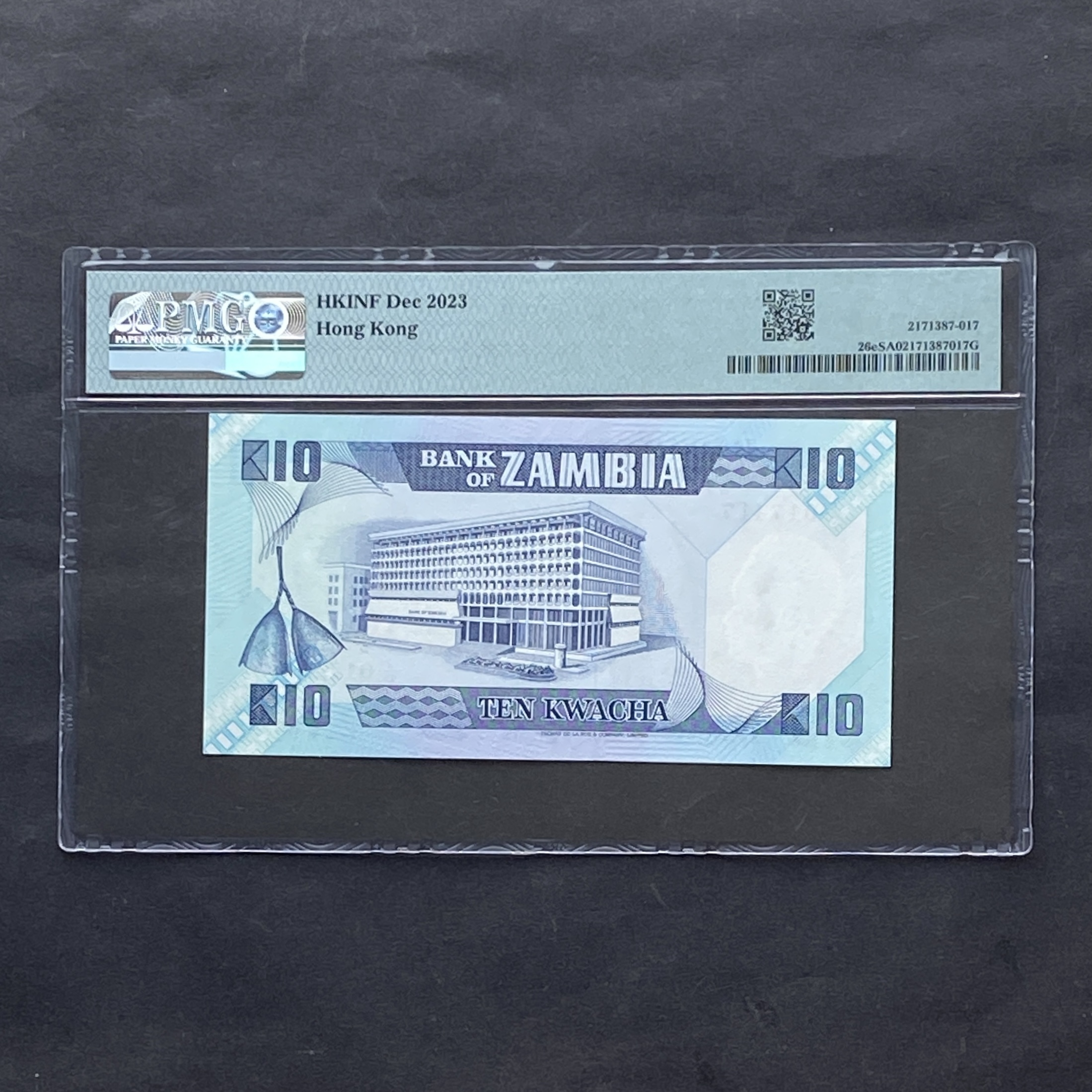 1980-1988年非洲尚比亞10 Kwacha (PMG 樣板) 124/D 017417