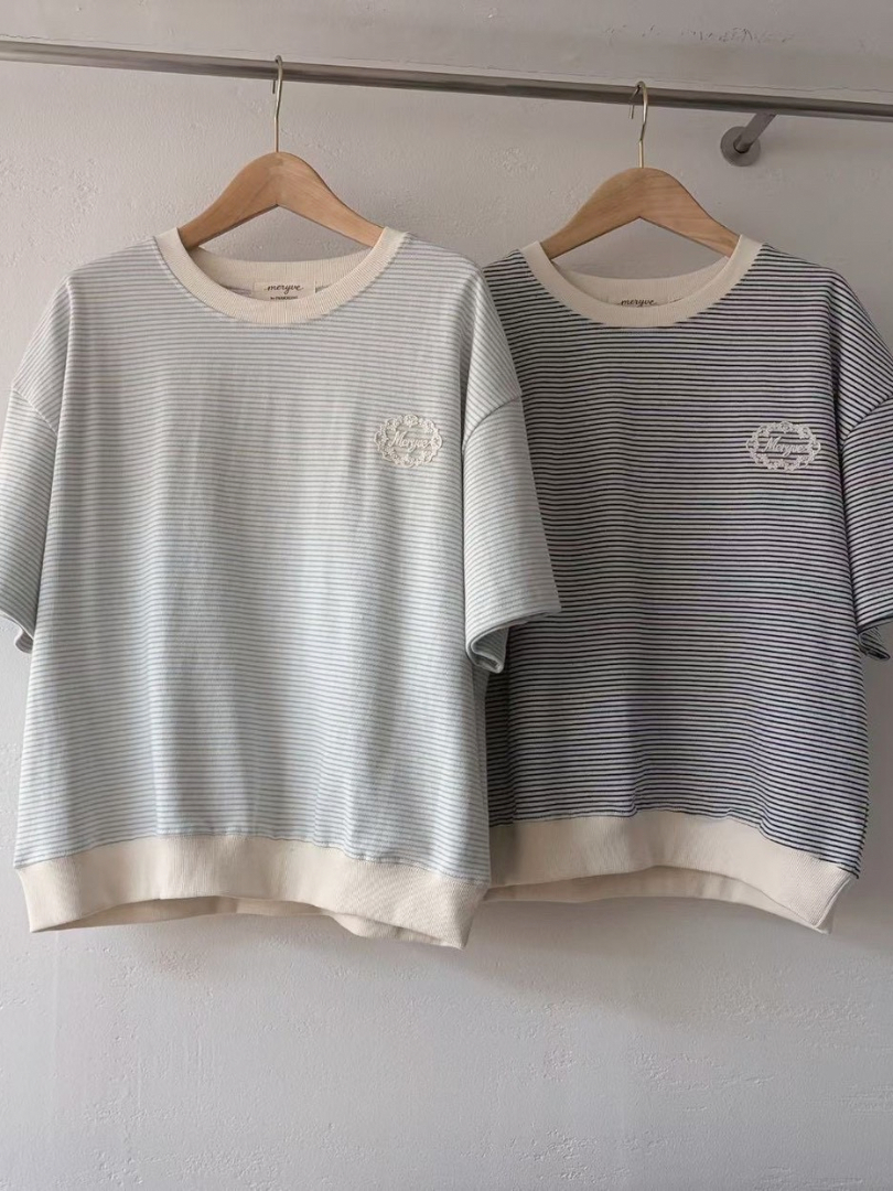 夏季必備寬鬆舒適百搭系列★氣質顯瘦橫條棉T