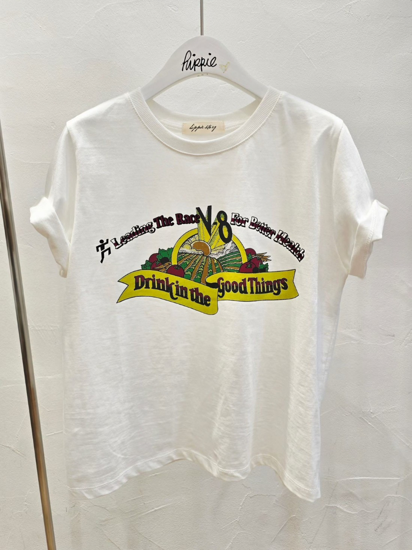 美式復古插畫印花系列｜NO8字母圖案棉T