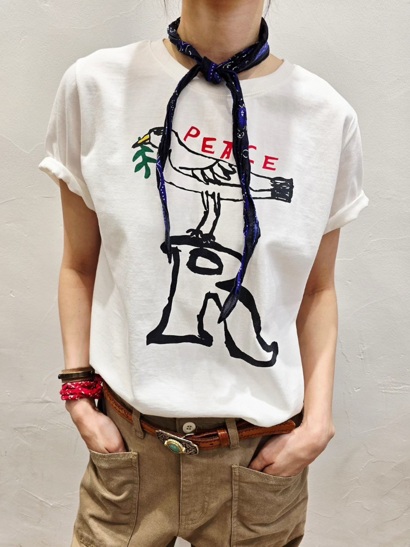 韓系手繪PEACE印花｜和平鴿個性棉T