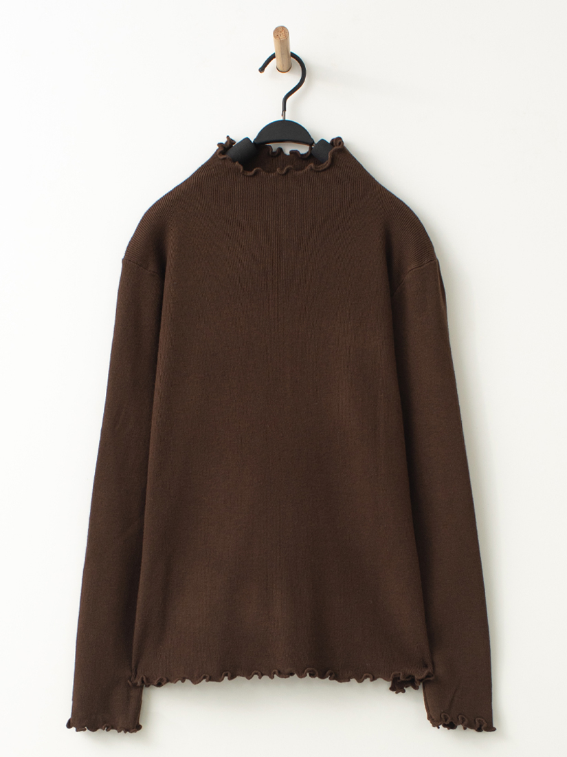 舒適木耳邊羅紋針織上衣