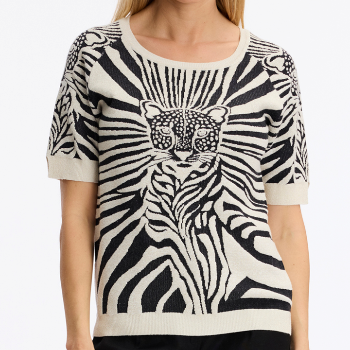 1LU0330-066 [LEO & UGO] Sweater Beige/Black #AE143-BEIGE LUREX / BLACK (EU)