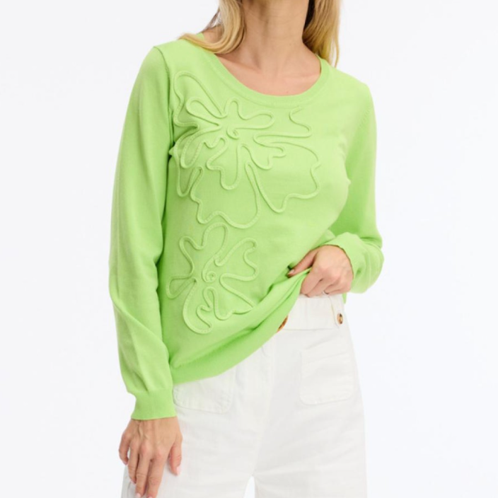 1LU0330-072 [LEO & UGO] Floral Embossed Pattern Sweater Green #BE707-GREEN (EU)