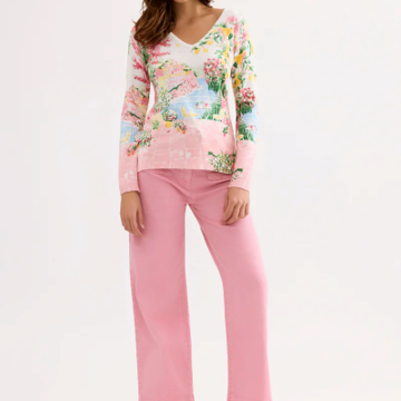 1LU0330-076 [LEO & UGO] Pastel Landscape Print Sweater Multicolor #DE001-SC (EU)