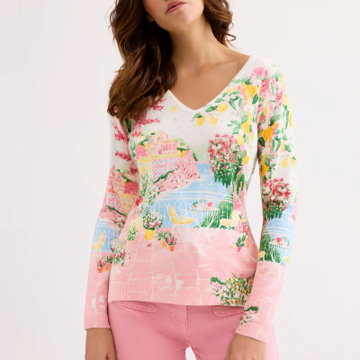 1LU0330-076 [LEO & UGO] Pastel Landscape Print Sweater Multicolor #DE001-SC (EU)