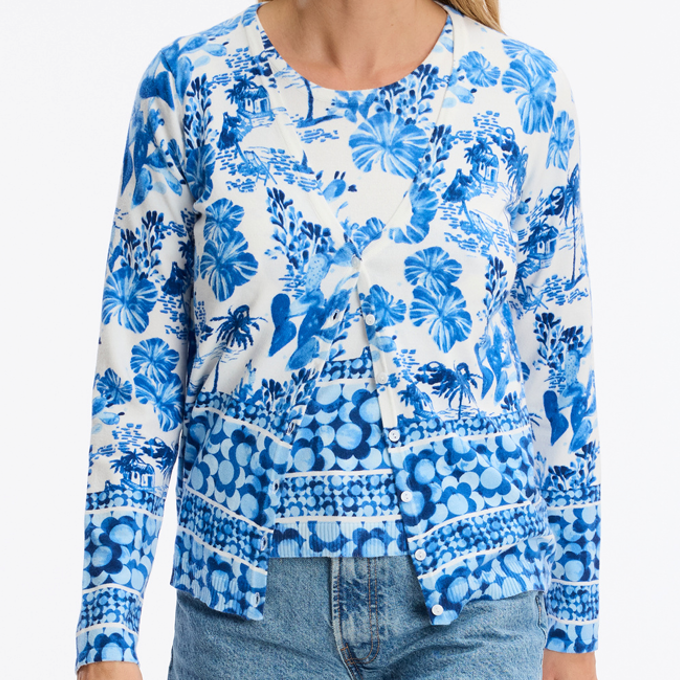 1LU0330-079 [LEO & UGO] Printed Twin-set Blue White #DET004-BLUE / WHITE (EU)