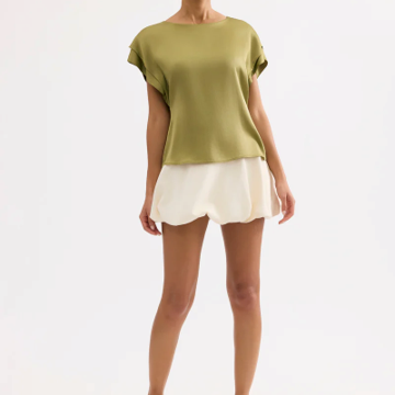 1LU0330-082 [LEO & UGO] Short-Sleeved Flowy T-Shirt Khaki #EE623-KAKI (EU)