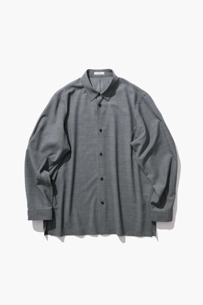 ATON TWIST WOOL GAUZE LOOSE FIT SHIRT (2COL)